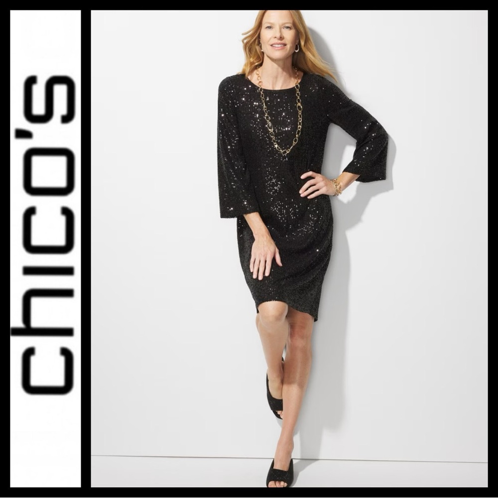 Chico's Black Sequin Dress